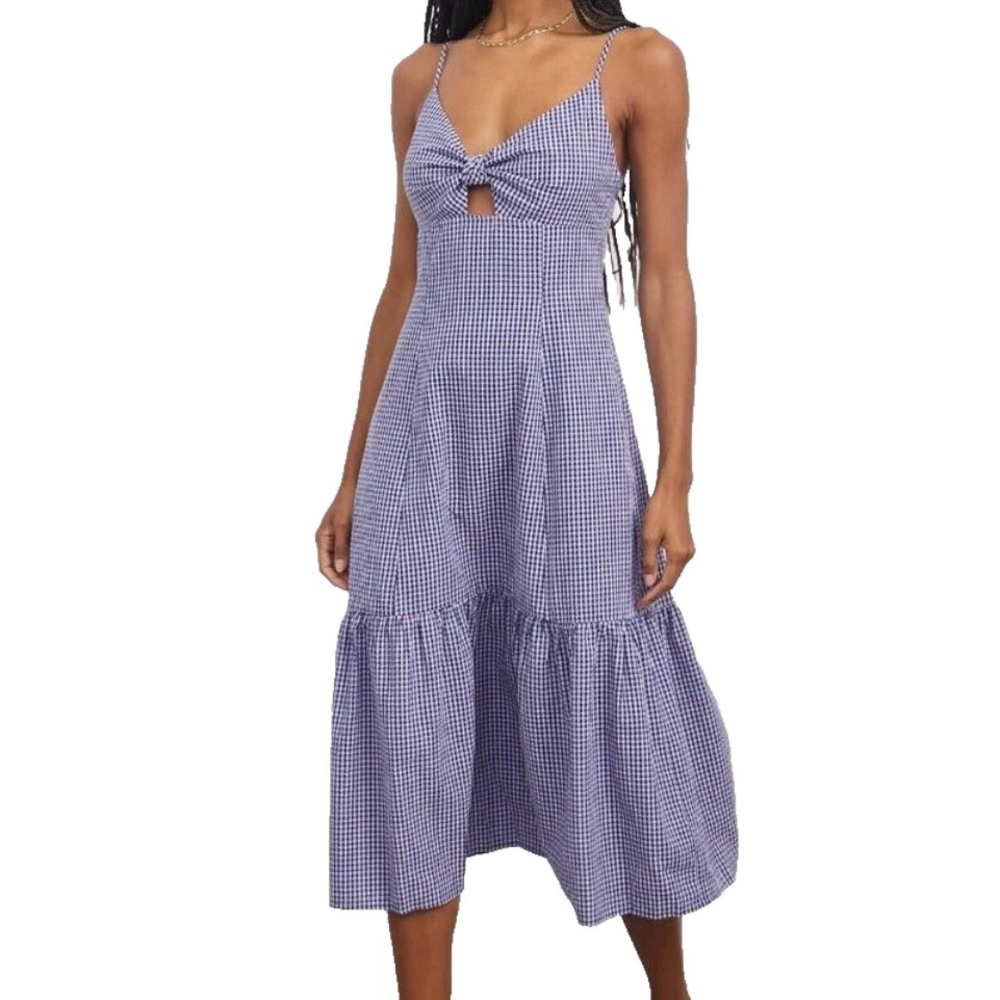 Rails Lavender Gingham Midi Dress
